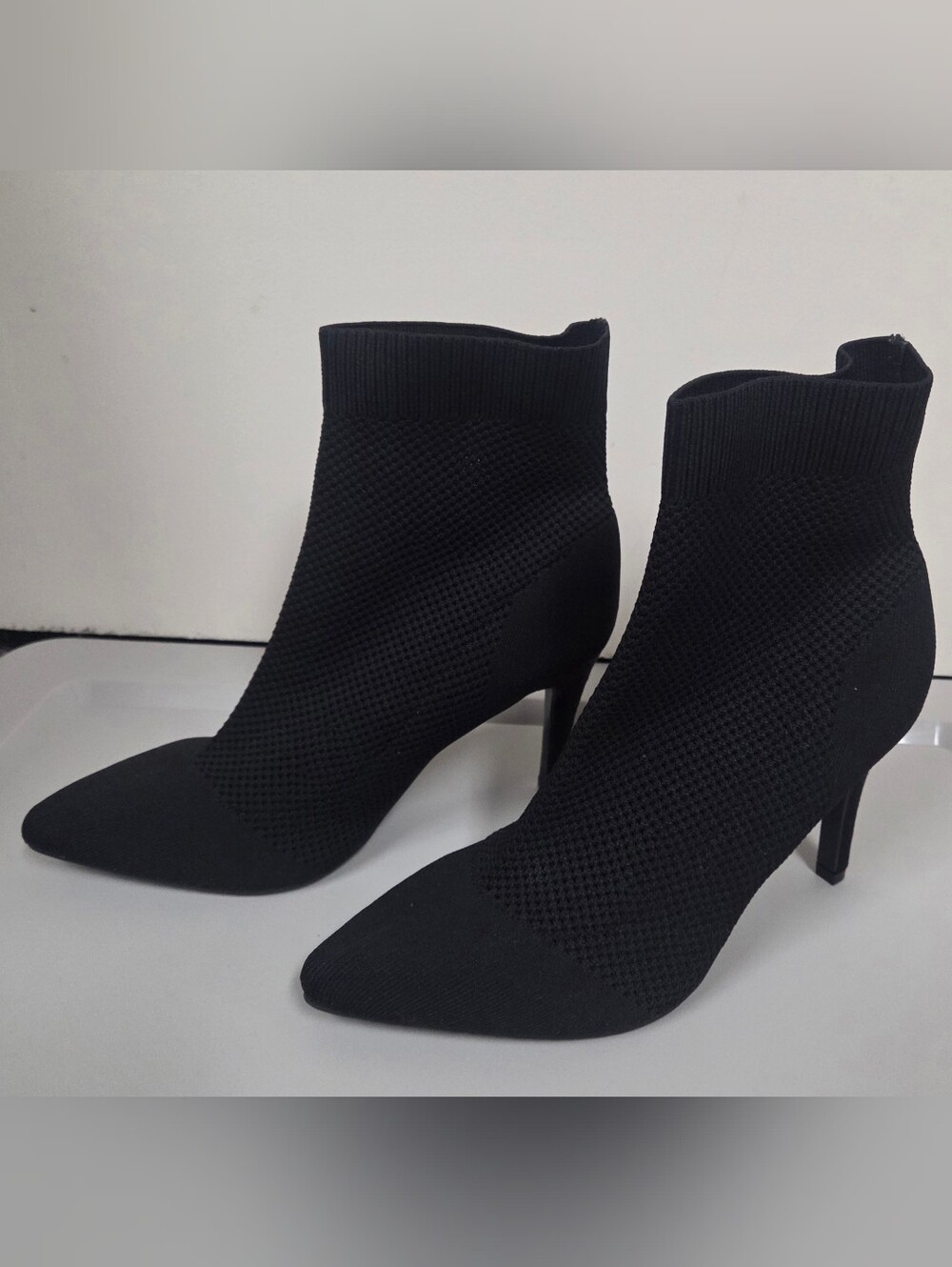 MIA Black Knit Pointed Toe Sock Booties